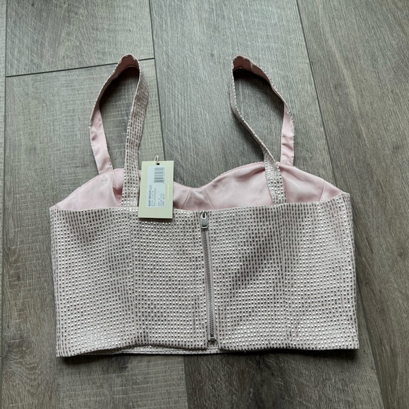 Ramy Brook Raquel Metallic Bustier in Pale Pink Size 10 - Picture 8 of 11